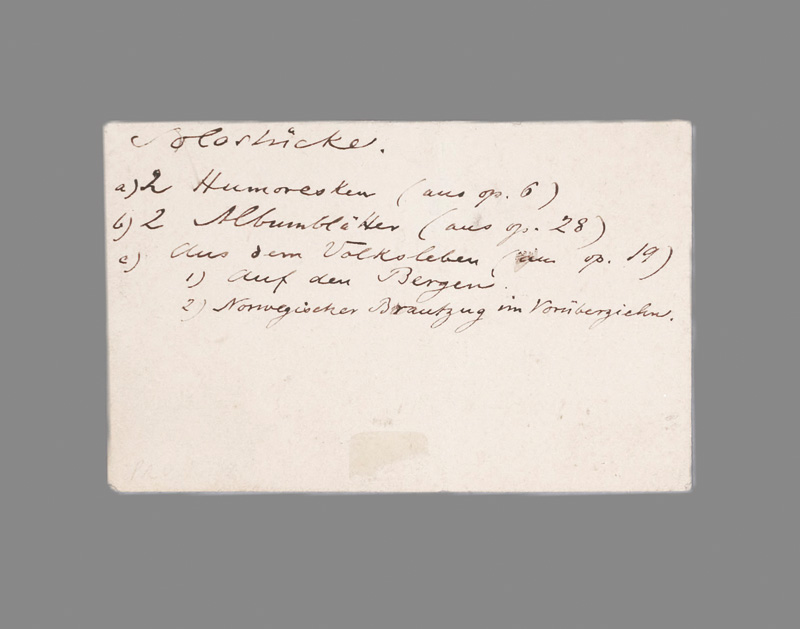 Lot 2625, Auction  126, Grieg, Edvard, Beschriftete Visitenkarte. Nach 1871