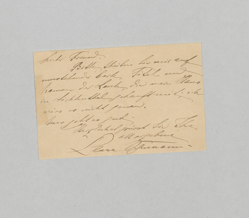 Lot 2634, Auction  126, Schumann, Clara, Postkarte nach Baden-Baden. 1889