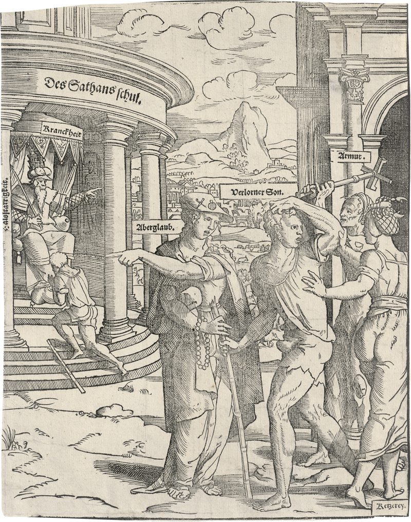 Lot 5010, Auction  126, Anthonisz., Cornelis, Der verlorene Sohn wird zum Tempel Satans geführt