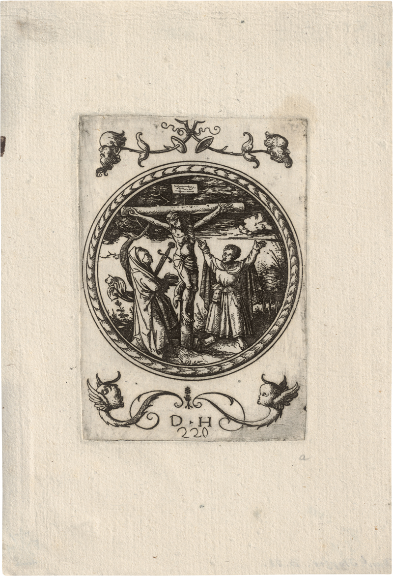 Lot 5143, Auction  126, Hopfer, Daniel, Christus am Kreuz mit Maria und Johannes, in einem Tondo