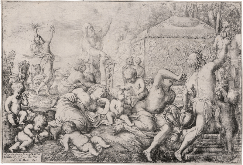 Lot 5191, Auction  126, Podestà, Giovanni Andrea, Bacchanal mit Altar, Faun und Silenus