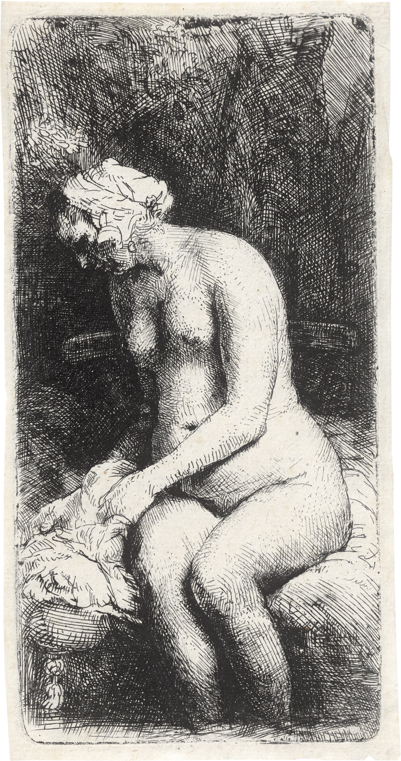 Lot 5203, Auction  126, Rembrandt Harmensz. van Rijn, Nackte Frau im Freien, mit den Füßen im Wasser