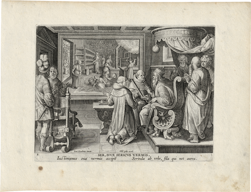 Lot 5236, Auction  126, Stradanus, Johannes - nach, Ser, sive sericus vermis – Die Erfindung der Seidenproduktion