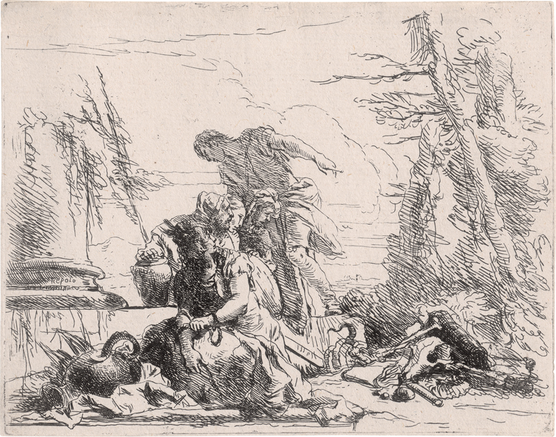 Lot 5331, Auction 126, Tiepolo, Giovanni Battista, Donna con le braccia incatenate e quattro figure