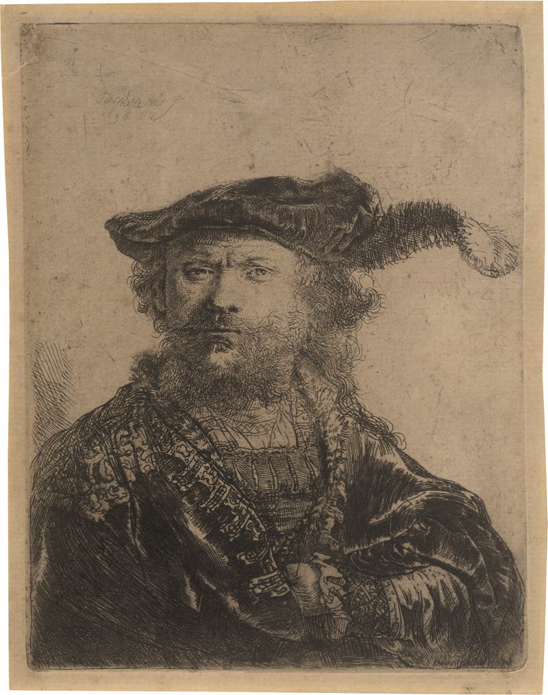 Lot 5661, Auction  126, Rembrandt Harmensz. van Rijn, Selbstbildnis mit federgeschmücktem Barett