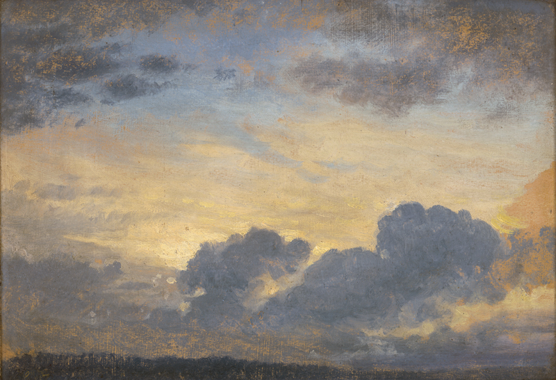 Lot 6101, Auction  126, Carmiencke, Johann Hermann, Abendhimmel: Wolken gegen das Licht der letzten Sonnenstrahlen