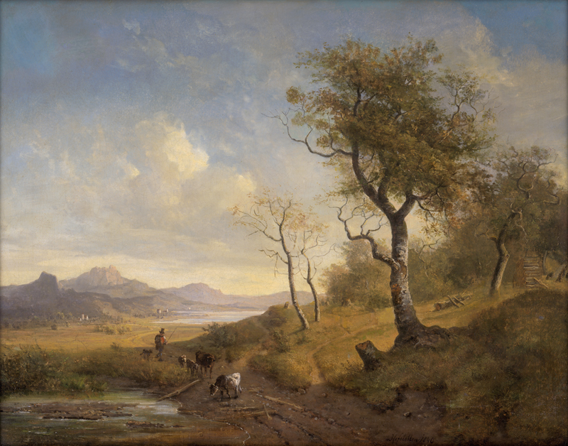 Lot 6119, Auction  126, Hofstetten, Franz Xaver von, Voralpenlandschaft mit einem Hirten und seinem Vieh