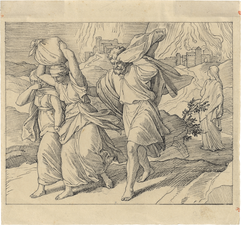 Lot 6657, Auction  126, Schnorr von Carolsfeld, Julius, Loth flieht mit seiner Familie aus dem brennenden Sodom
