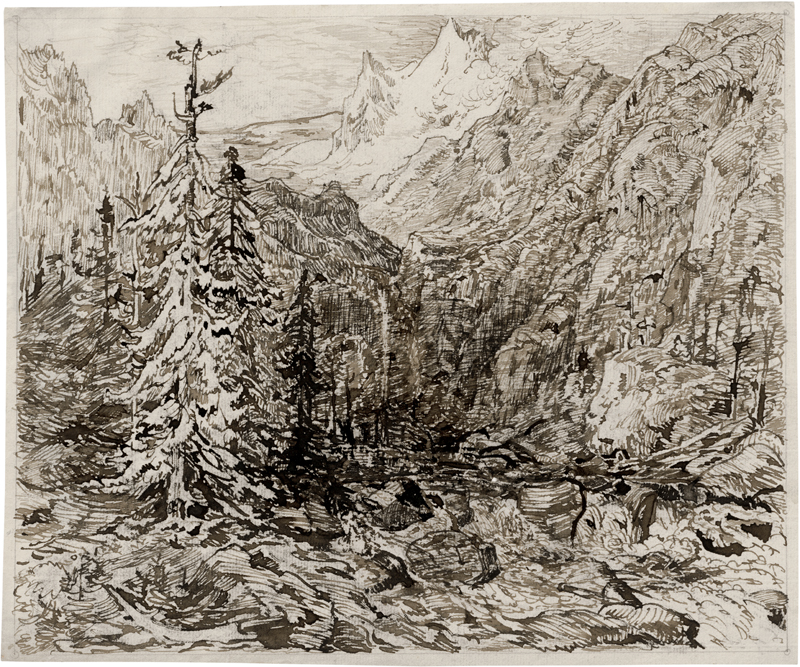 Lot 6674, Auction  126, Wagner, Carl, Alpenlandschaft mit Gebirgsbach und schneebedeckten Gipfeln