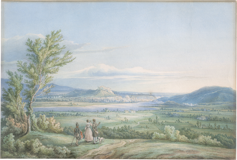 Lot 6679, Auction  126, Adam, Eugen, Aussicht von der Jägerhöhe zu Aigen über die Salzach nach Salzburg