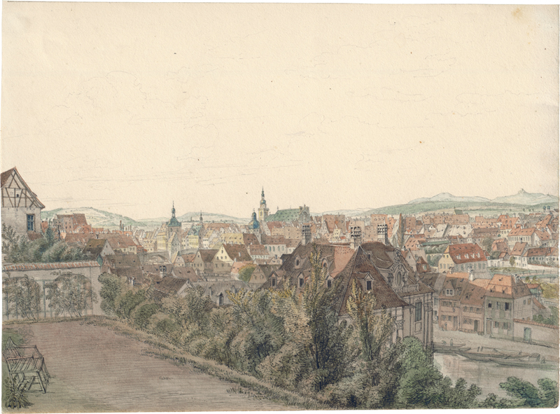 Lot 6683, Auction  126, Deutsch, 19. Jh. Blick über Bamberg vom Kleebaumskeller