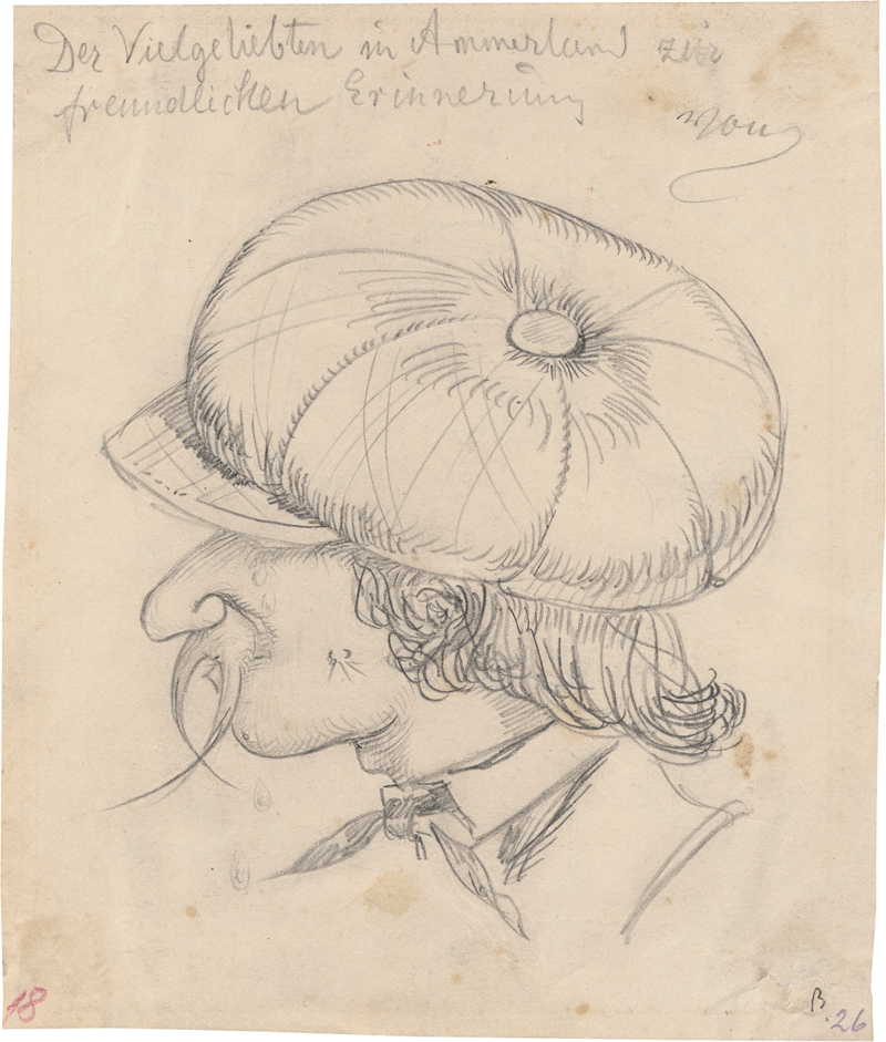 Lot 6685, Auction  126, Busch, Wilhelm, Selbstportrait mit Schieberkappe und Schnurrbart