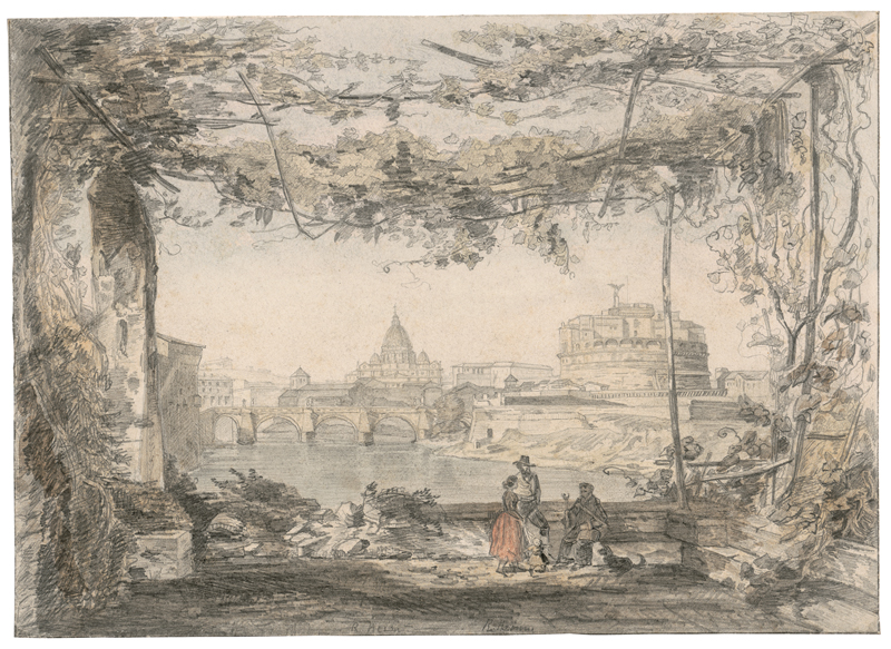 Lot 6699, Auction  126, Heim, R., Rom: Blick von einer Terrasse über den Tiber auf die Engelsburg uns St. Peter