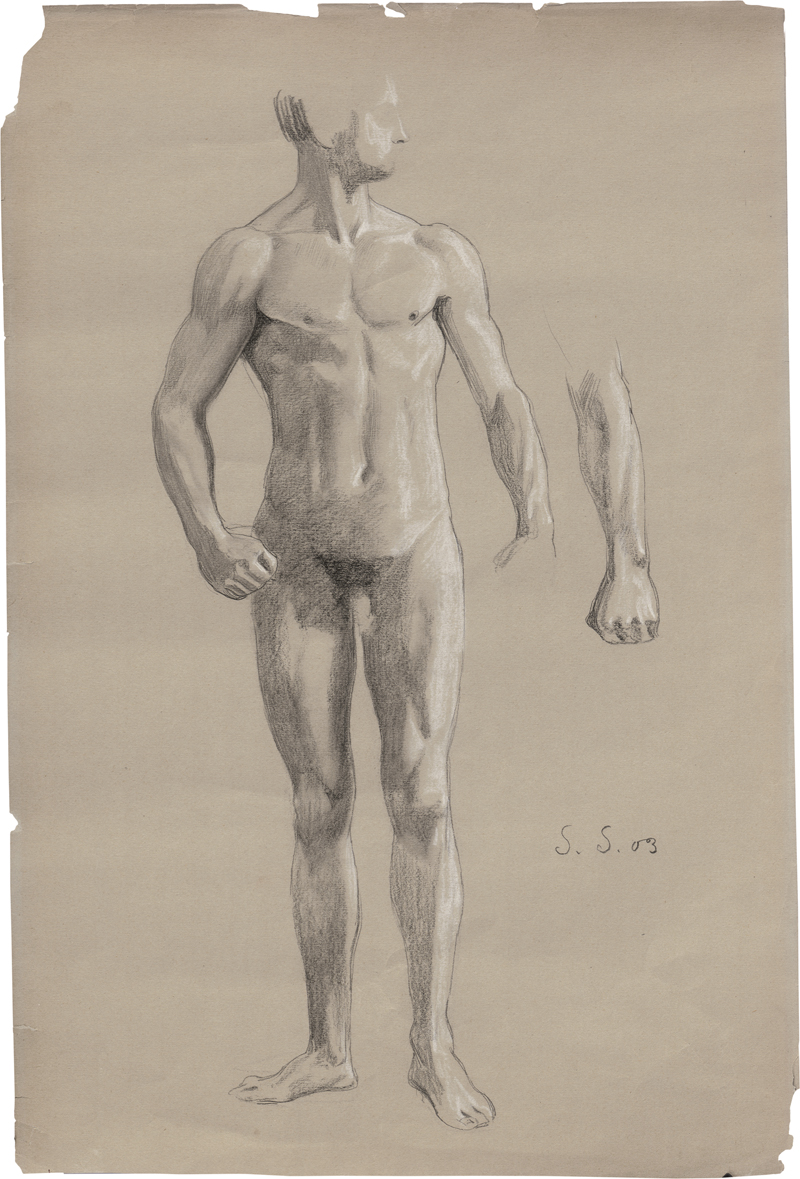 Lot 6730, Auction  126, Schneider, Sascha, Stehender männlicher Akt