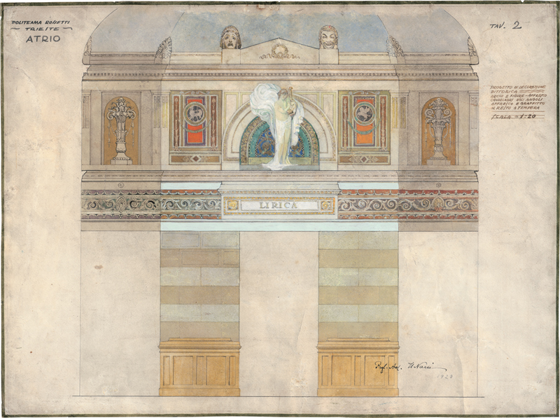 Lot 6734, Auction  126, Italienisch, 1928. Politeama Rossetti: Entwurf für die malerische Dekoration des Atriums des Theaters in Triest