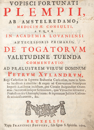 Lot 317, Auction  127, Plemp, Vopiscus Fortunatus, De togatorum valetudine tuenda commentatio
