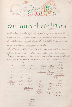 Lot 1050, Auction  127, Chasles, Julien, Arithmetik. Französische Handschrift auf Papier