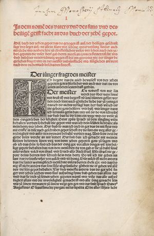Lot 1066, Auction  127, Marquard von Lindau, Das Buch der zehn Gebote. Text in Rot und Schwarz gedruckt, mit 12 großen Schwarzgrund-Initialen