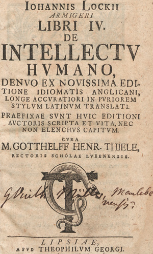 Lot 2184, Auction  127, Locke, John, De intellectu humano