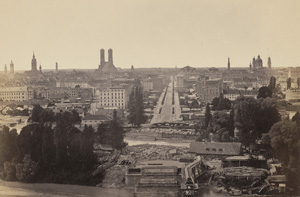 Lot 4023, Auction  127, Böttger, Georg, Early views of Munich: General view with Maximilianstrasse / Siegesthor