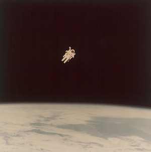 Lot 4252, Auction  127, NASA, Astronaut Bruce McCandless floating untethered in space during the STS-41B mission, Challenger. Feb. 7,1984
