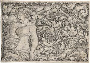 Lot 5163, Auction  127, Aldegrever, Heinrich, Ornamentaler Entwurf mit Tritonin und Kind