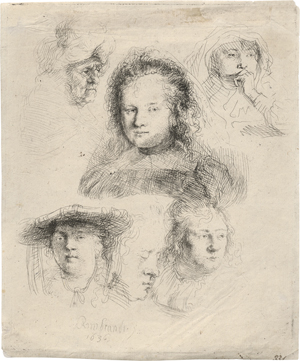 Lot 5208, Auction  127, Rembrandt Harmensz. van Rijn, Studienblatt mit sechs Frauenköpfen