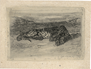 Lot 5338, Auction  127, Delacroix, Eugène, Liegender Löwe in der Wüste