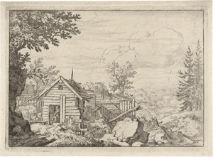 Lot 5507, Auction  127, Everdingen, Allaert van, Blick durch den durchlöcherten Felsen; Zwei Männer in der Tür einer Hütte stehend; 