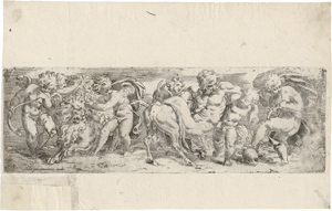 Lot 5509, Auction  127, Farinati, Paolo, Der trunkene Satyr, von Putti gestützt von einer Ziege fallend