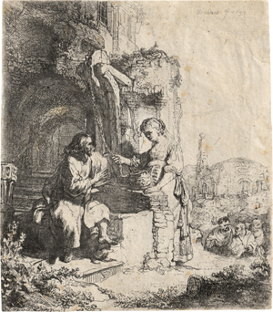Lot 5610, Auction  127, Rembrandt Harmensz. van Rijn, Christus und die Samariterin zwischen Ruinen
