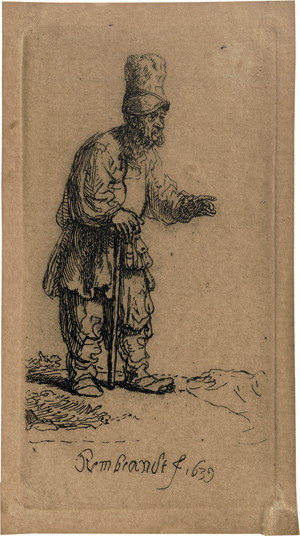Lot 5617, Auction  127, Rembrandt Harmensz. van Rijn, Bauer mit hoher Mütze, auf einen Stock gelehnt