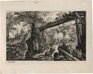 Lot 5635, Auction  127, Sadeler, Aegidius, Landschaft mit Brücke aus Baumstämmen