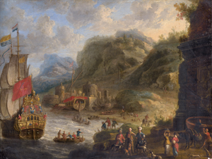 Lot 6011, Auction  127, Velde, Peter van den, Südliche Küstenlandschaft mit Schiffen