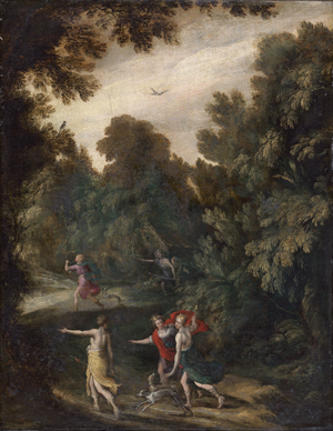 Lot 6012, Auction  127, Flämisch, 17. Jh. Diana mit ihrem Gefolge auf der Jagd