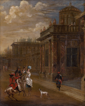 Lot 6018, Auction  127, Saeys, Jakob Ferdinand, Elegante Gesellschaft vor einem Palast (Aufbruch zur Falkenjagd)