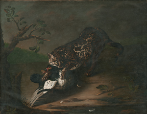Lot 6024, Auction  127, Grooth, Johann Friedrich von, Tierstück mit Ozelot und Ente