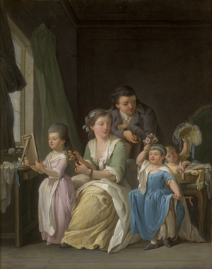 Lot 6027, Auction  127, Kraus, Georg Melchior, Interieur mit Familie und spielenden Kindern