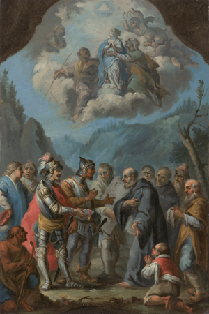 Lot 6035, Auction  127, Meinrad von Au, Andreas, Abt Wilhem empfängt den Stiftungsbrief