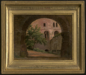 Los 6061 - Deutsch - um 1840. Blick durch einen Torbogen auf eine Schlossruine (Heidelberger Schloss?) - 1 - thumb