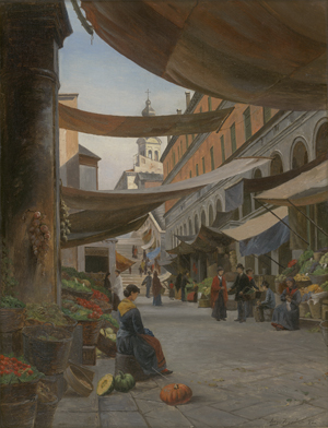 Lot 6084, Auction  127, Fischer, August, Marktstraße an der Rialtobrücke in Venedig, im Hintergrund San Bartolomeo