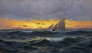 Lot 6126, Auction  127, Jensen, Max, Schoner in bewegter See bei Sonnenuntergang
