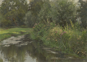 Lot 6127, Auction  127, Deutsch, um 1900. Sommerstimmung an einem Bachlauf