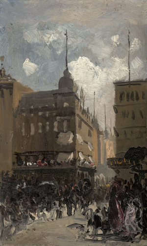 Lot 6164, Auction  127, Jacob d. Jüngere, Julius, Die Cafés Bauer und Kranzler an der Ecke Unter den Linden / Friedrichstraße in Berlin