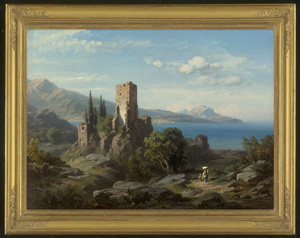 Los 6175 - Seidel, August - Italienische Küstenlandschaft mit Burgruine und Zypressen - 1 - thumb