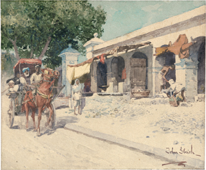 Lot 6377, Auction  127, Gleich, John, Marktstraße in Varanasi (Benares), Indien