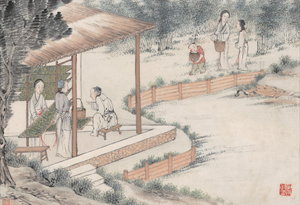 Lot 6398, Auction  127, Chinesisch, 19. Jh. Die Seidenraupenzucht