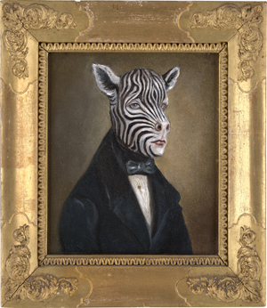 Lot 6429, Auction  127, Deutsch, 19. Jh. und später. "Monsieur" - Portrait mit Zebrakopf