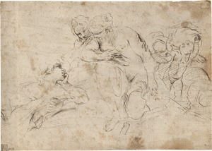 Lot 6503, Auction  127, Cignani, Carlo - zugeschrieben, Jüngling mit Brief, von zwei Göttinnen beobachtet und Putti im Hintergrund spielend