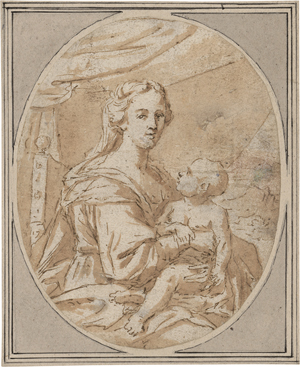 Lot 6515, Auction  127, Französisch, 17. Jh. . Mutter mit Kind im ovalen Bildausschnitt